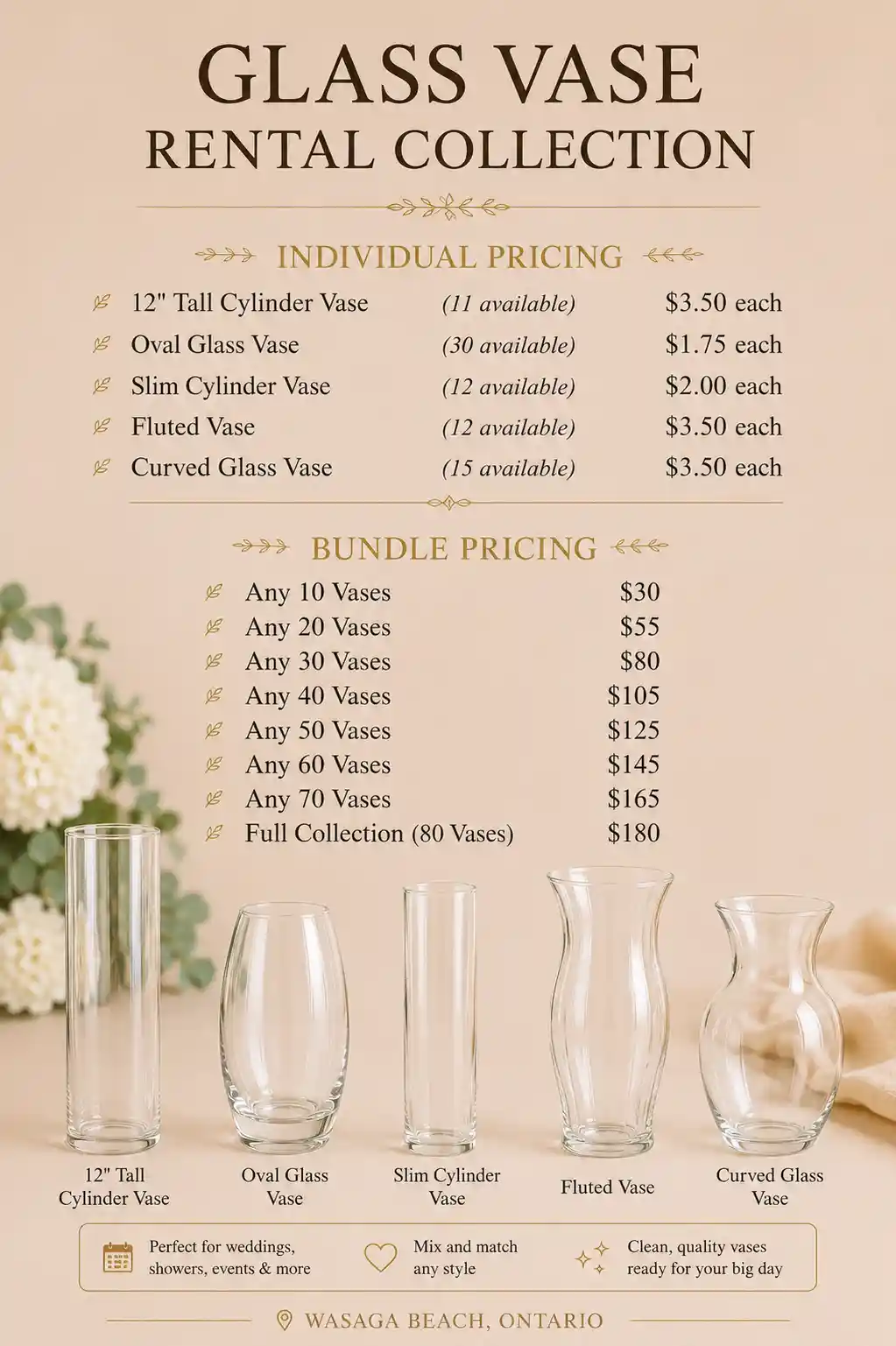 Glass Vases for R E N T A L