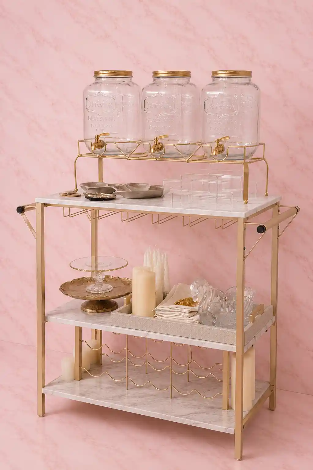 Gold Beverage Dispenser Stand for R E N T A L