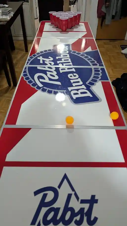 8-Foot Folding Beer Pong Table with Cups and Balls