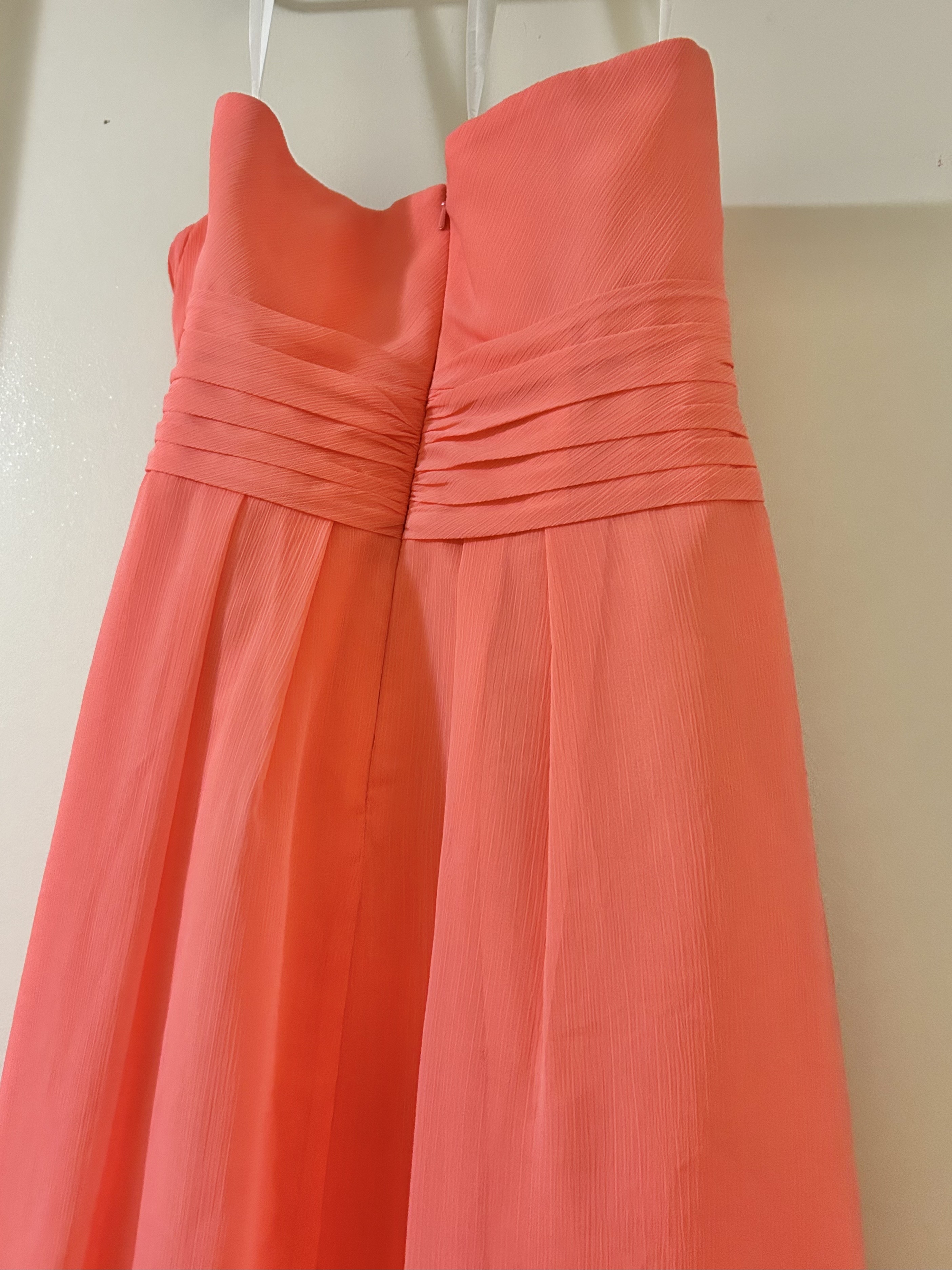 Strapless Coral Bridesmaid Dress