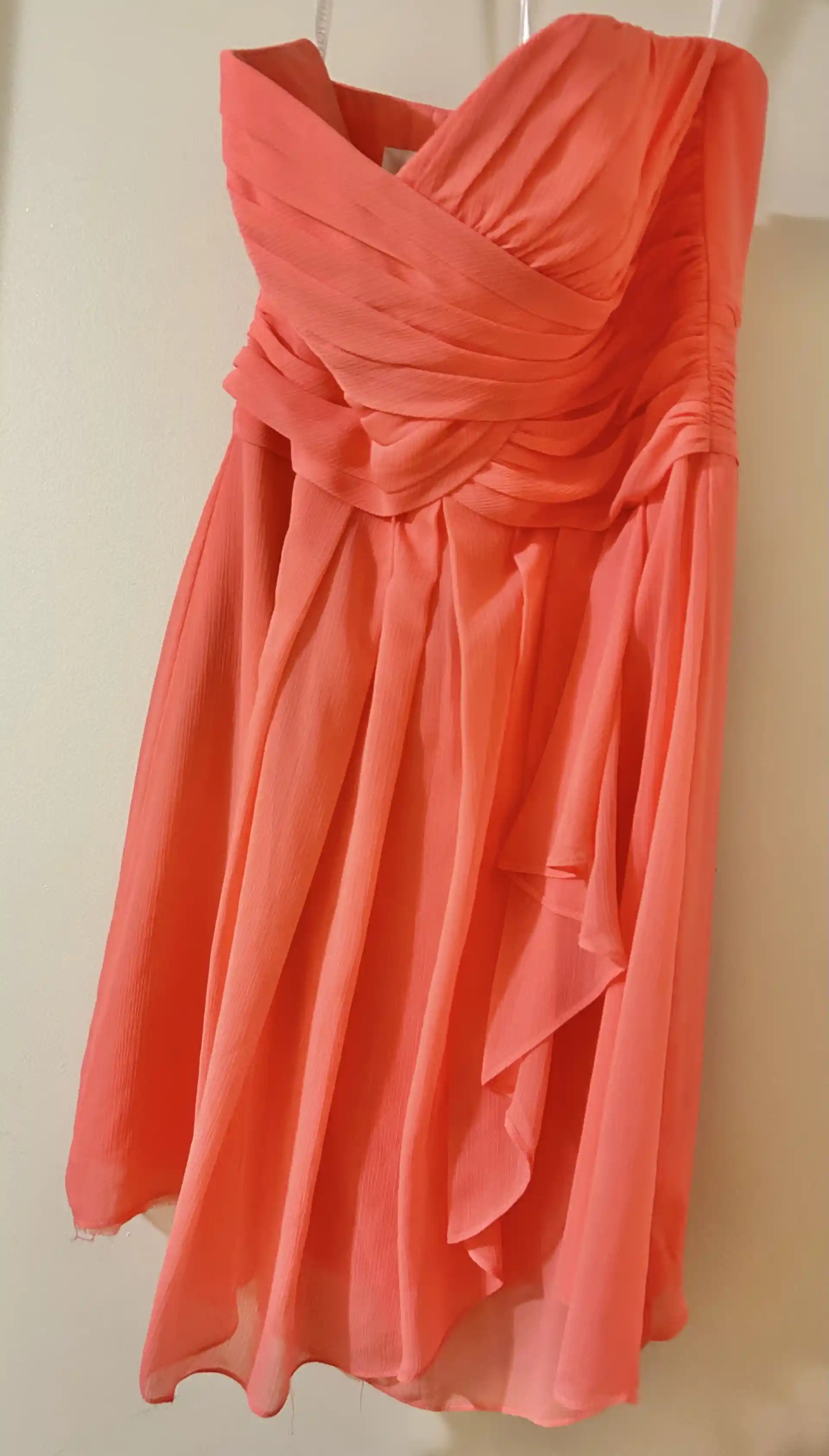 Strapless Coral Bridesmaid Dress