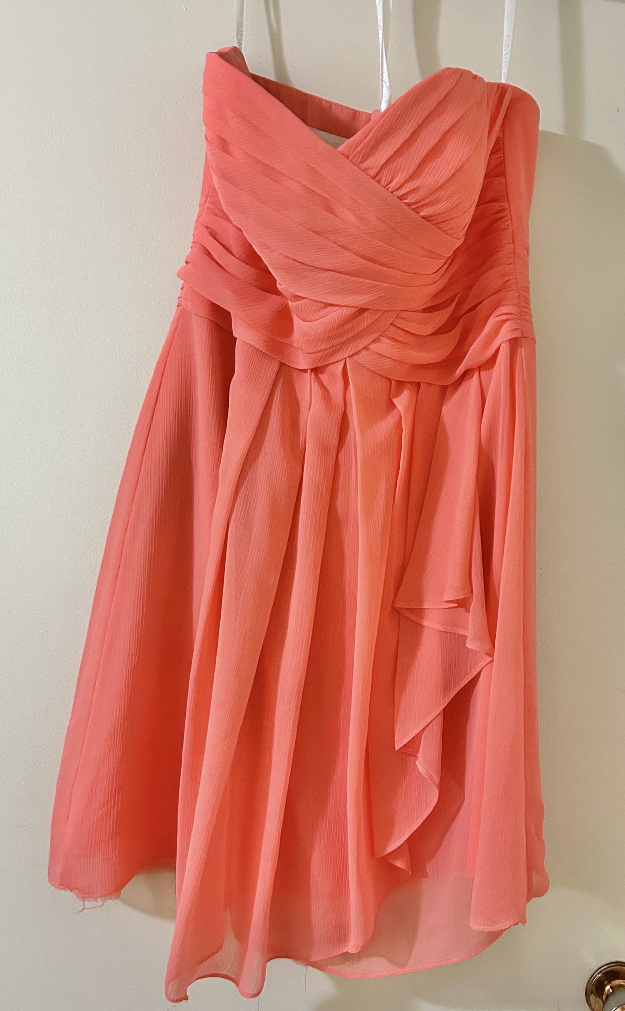 Strapless Coral Bridesmaid Dress