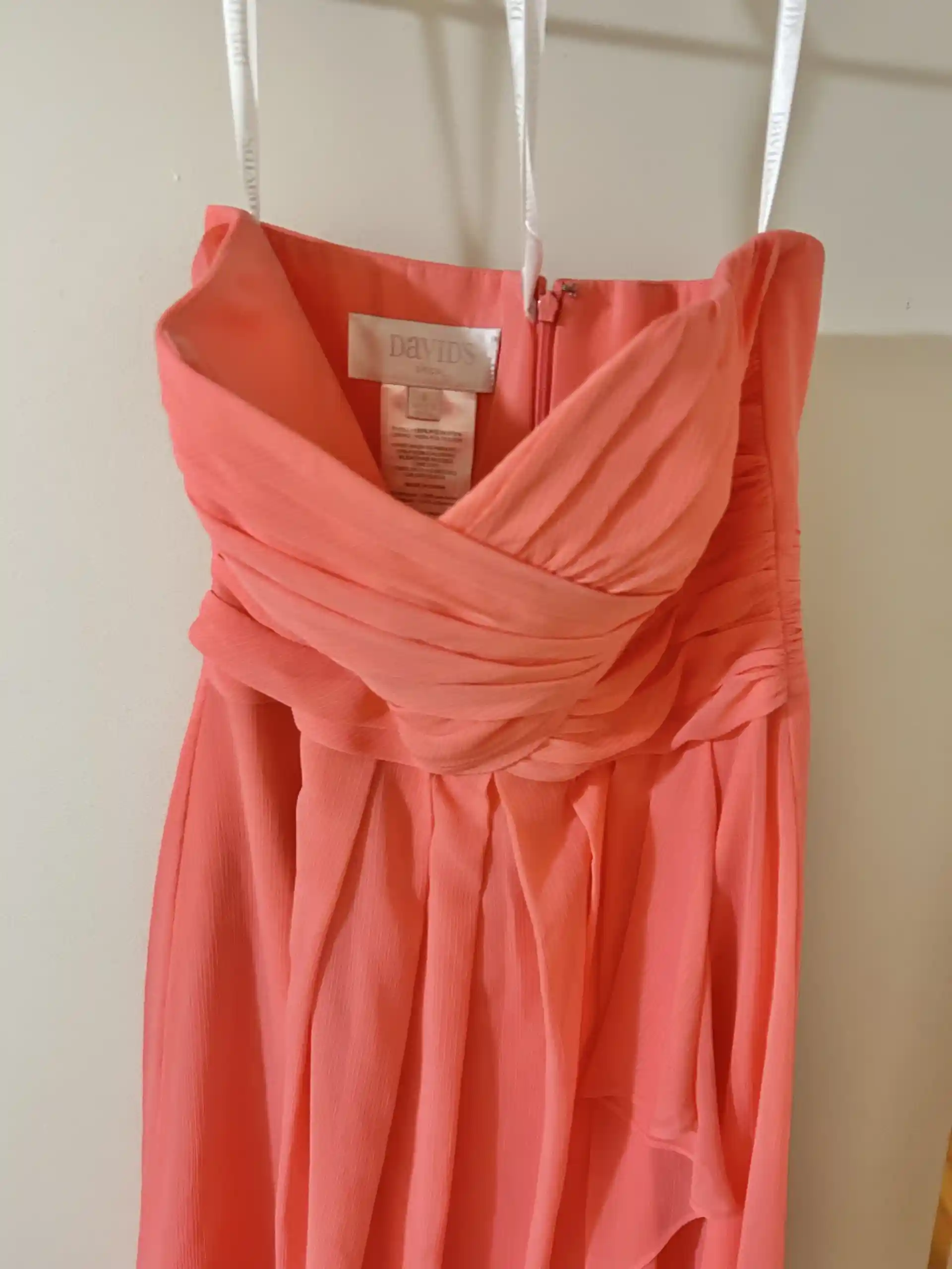 Strapless Coral Bridesmaid Dress