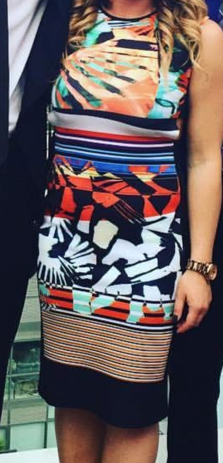 Multi-coloured Dress with Side Cutouts