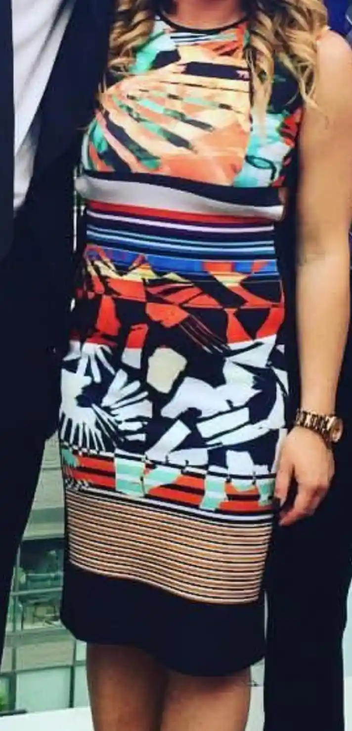 Multi-coloured Dress with Side Cutouts