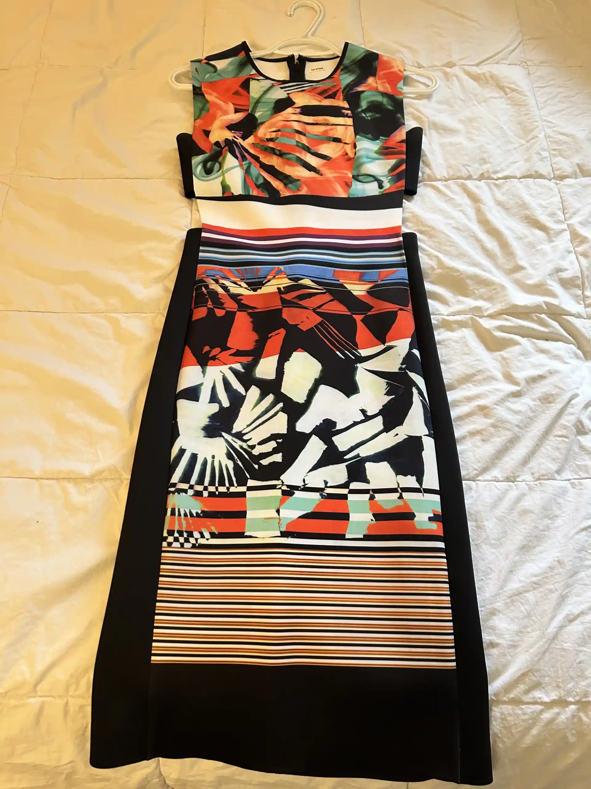 Multi-coloured Dress with Side Cutouts