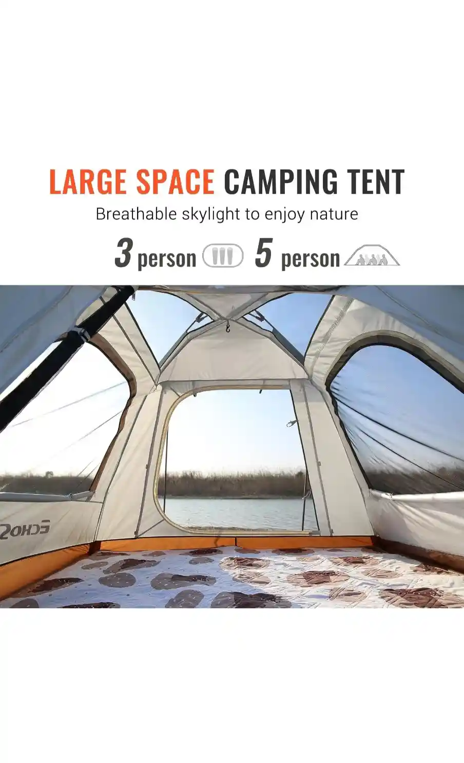 Camping Rental Tent with Rainfly, 2/4 Person