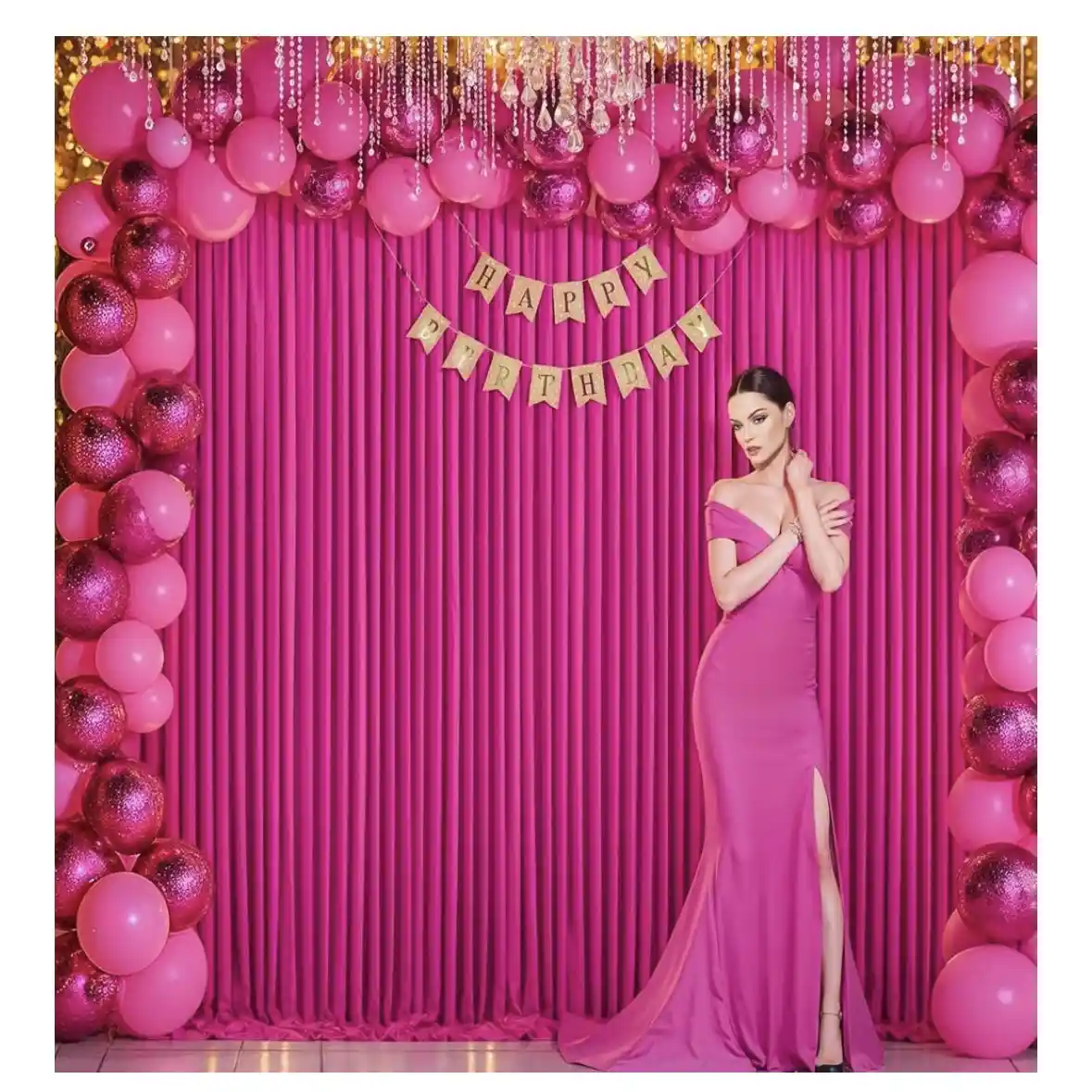 pink curtains