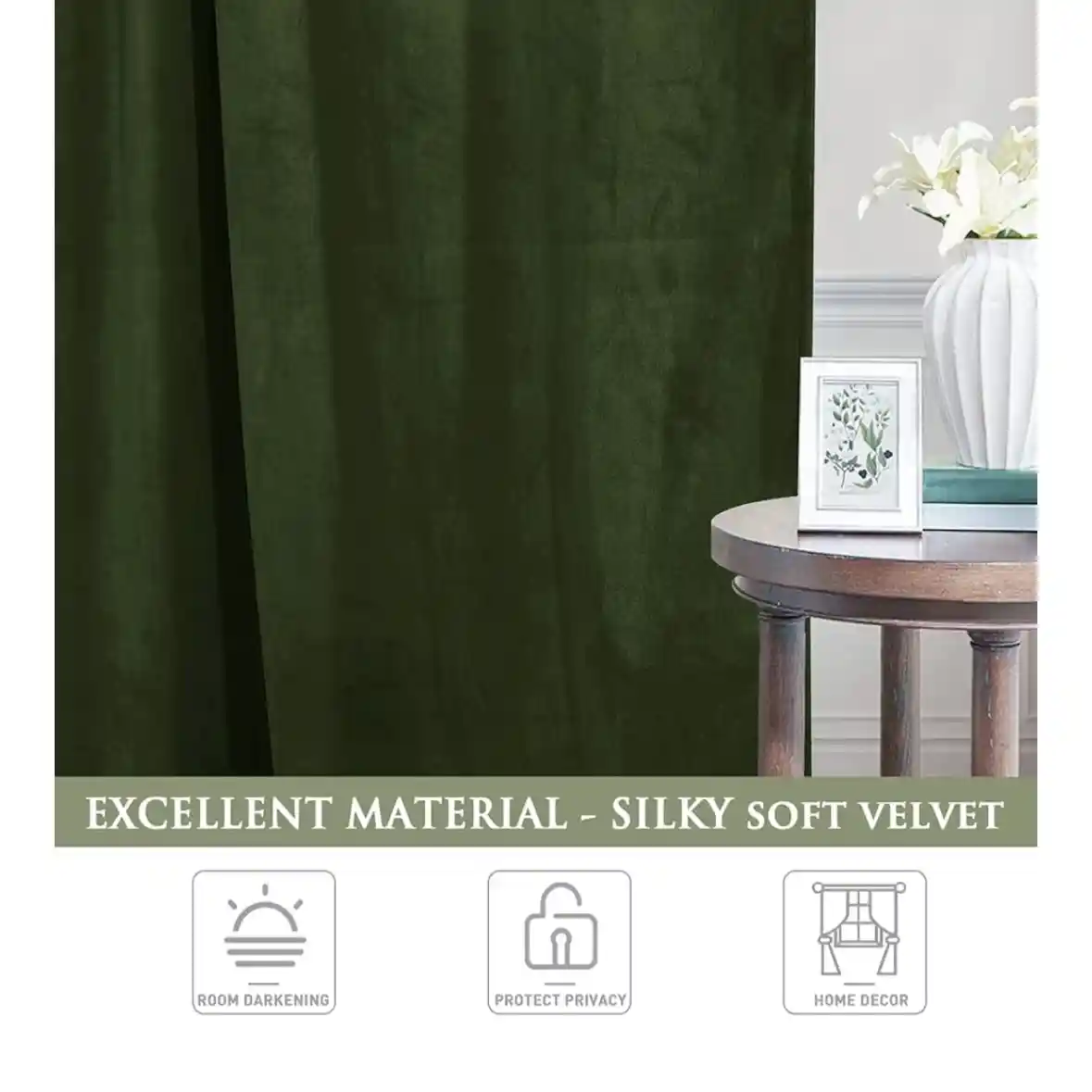 green curtains