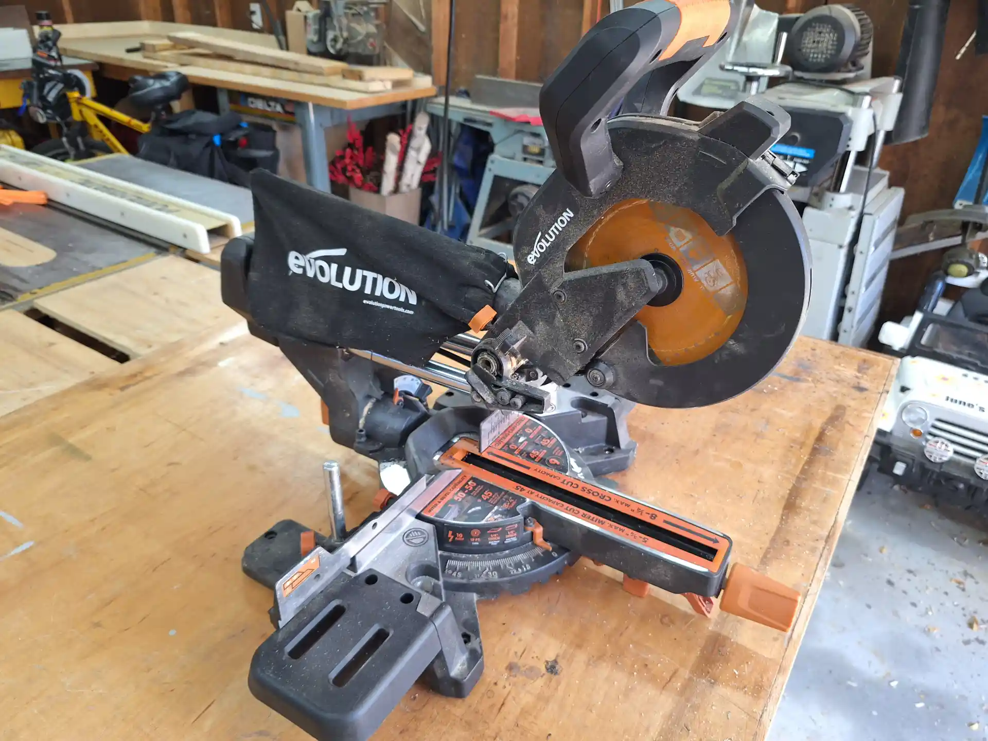 Evolution Slide Miter Saw-Cut Metal and Wood