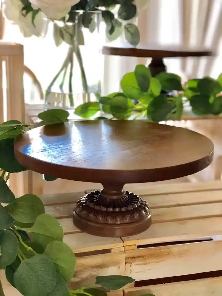 Pedestal Wood Cake Stand Set