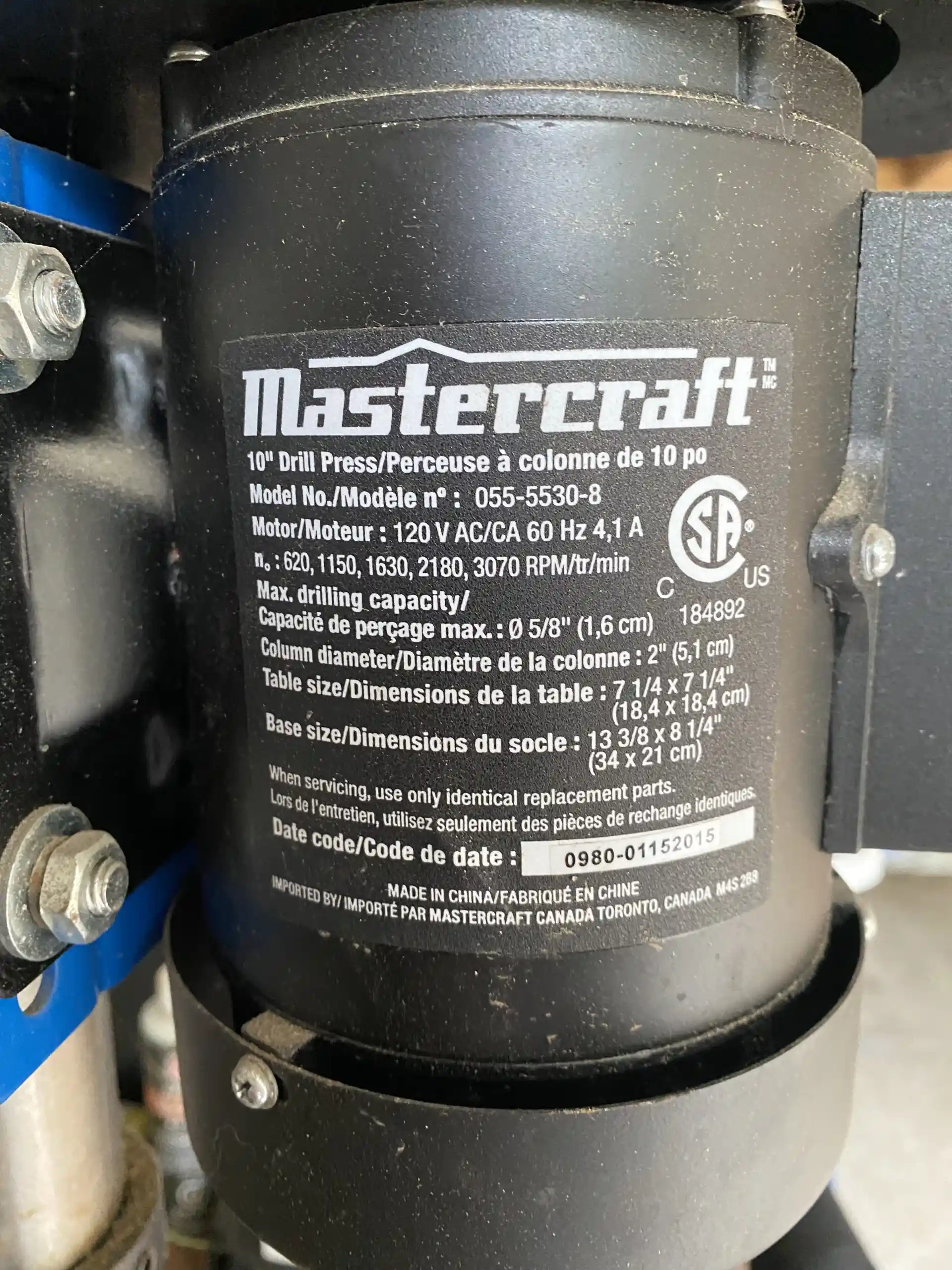Mastercraft 10” Drill Press