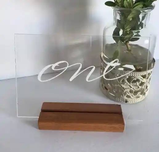 Acrylic Calligraphy Wood Base Table Numbers #1-20