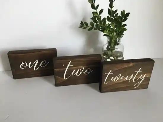 Wood Block with Calligraphy Table Numbers #1-20