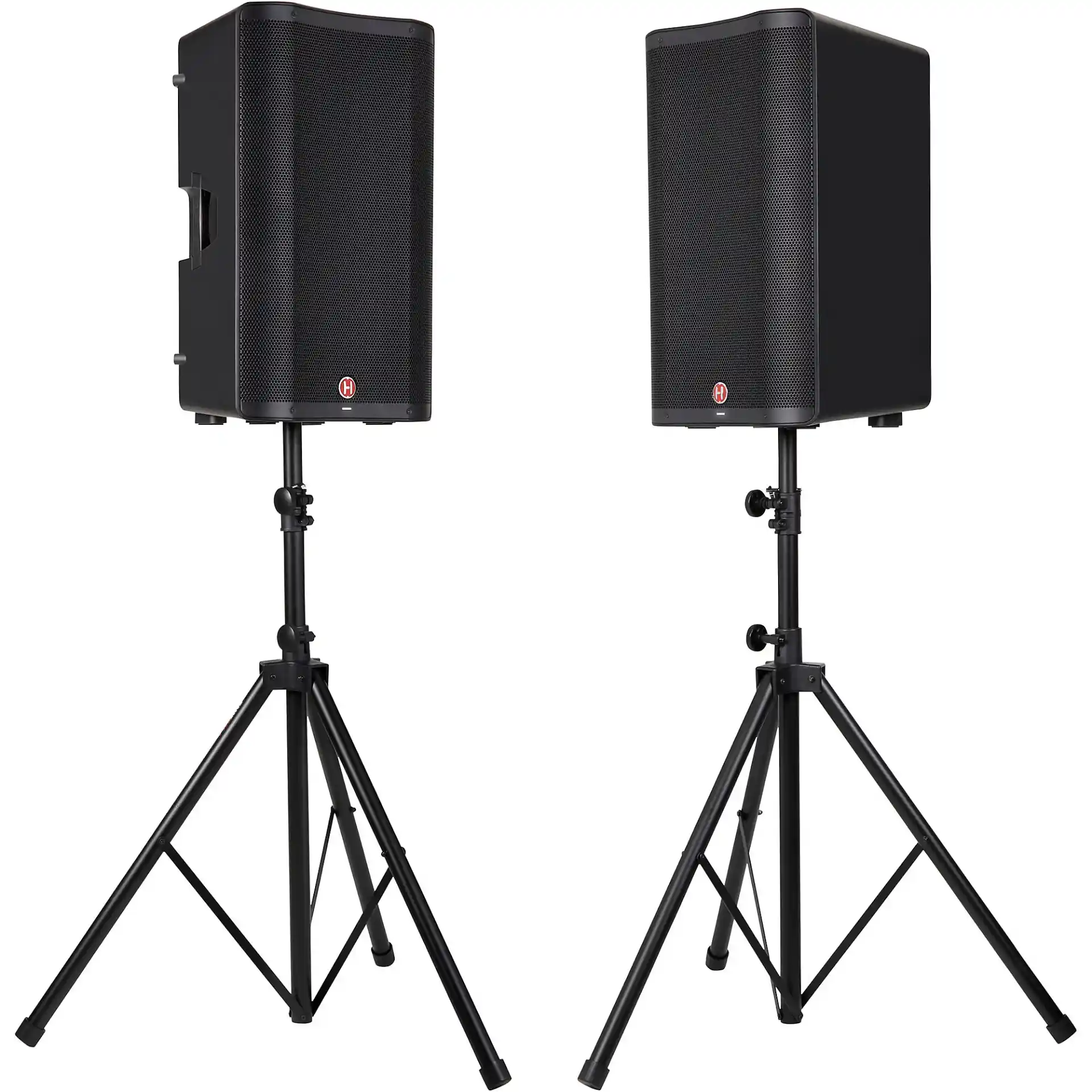 12" Powered Speakers Package With Mixer, Stands
