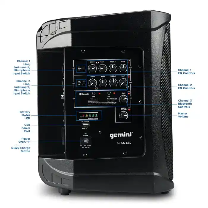 Portable 200W Bluetooth PA Speaker 12 Hour Battery