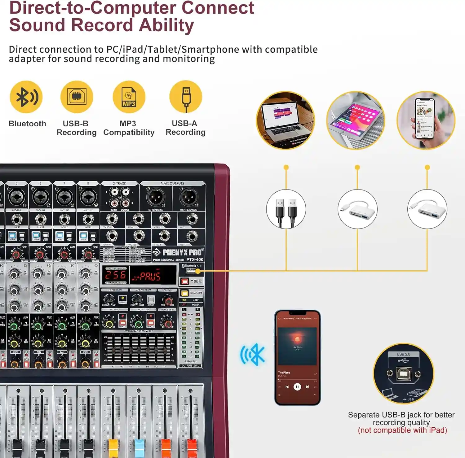 Audio Mixer 8 Channel Sound Board PTX-400