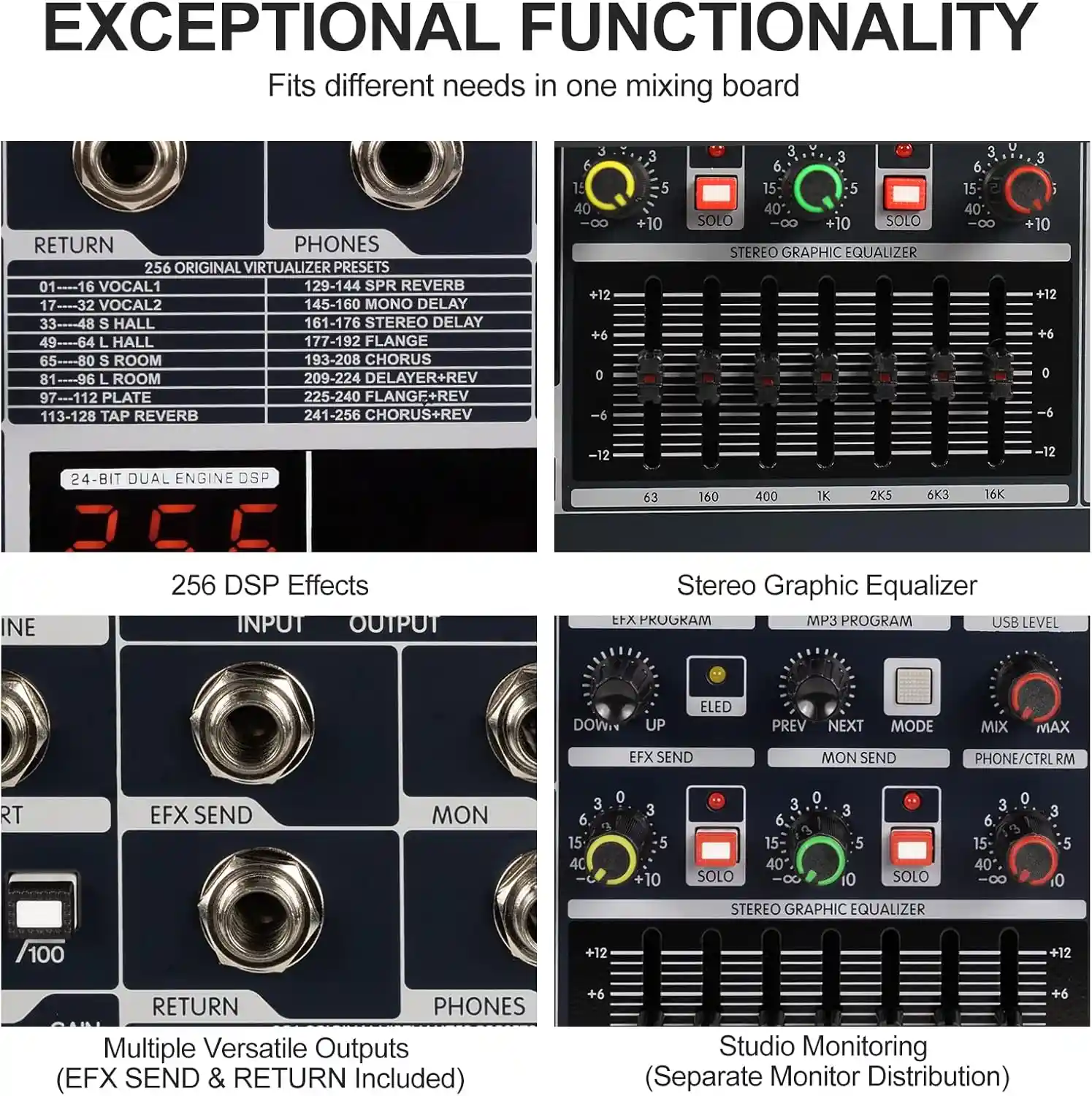 Audio Mixer 8 Channel Sound Board PTX-400
