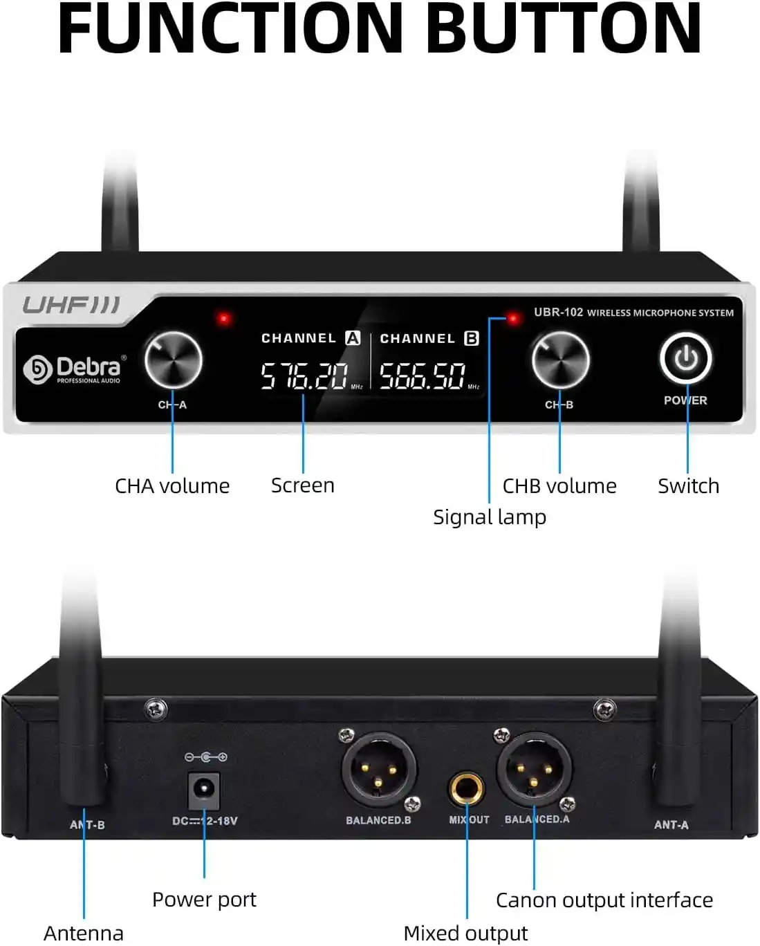 Wireless Microphone System Cordless Handheld