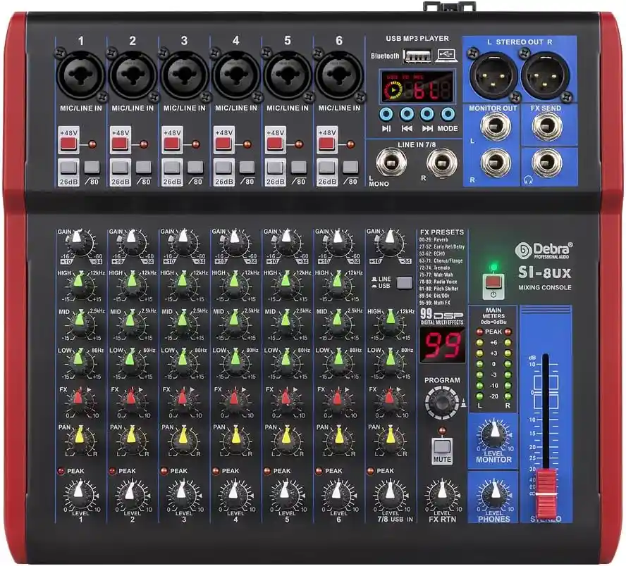 Audio mixer 8 channel with USB & DSP SI-8UX