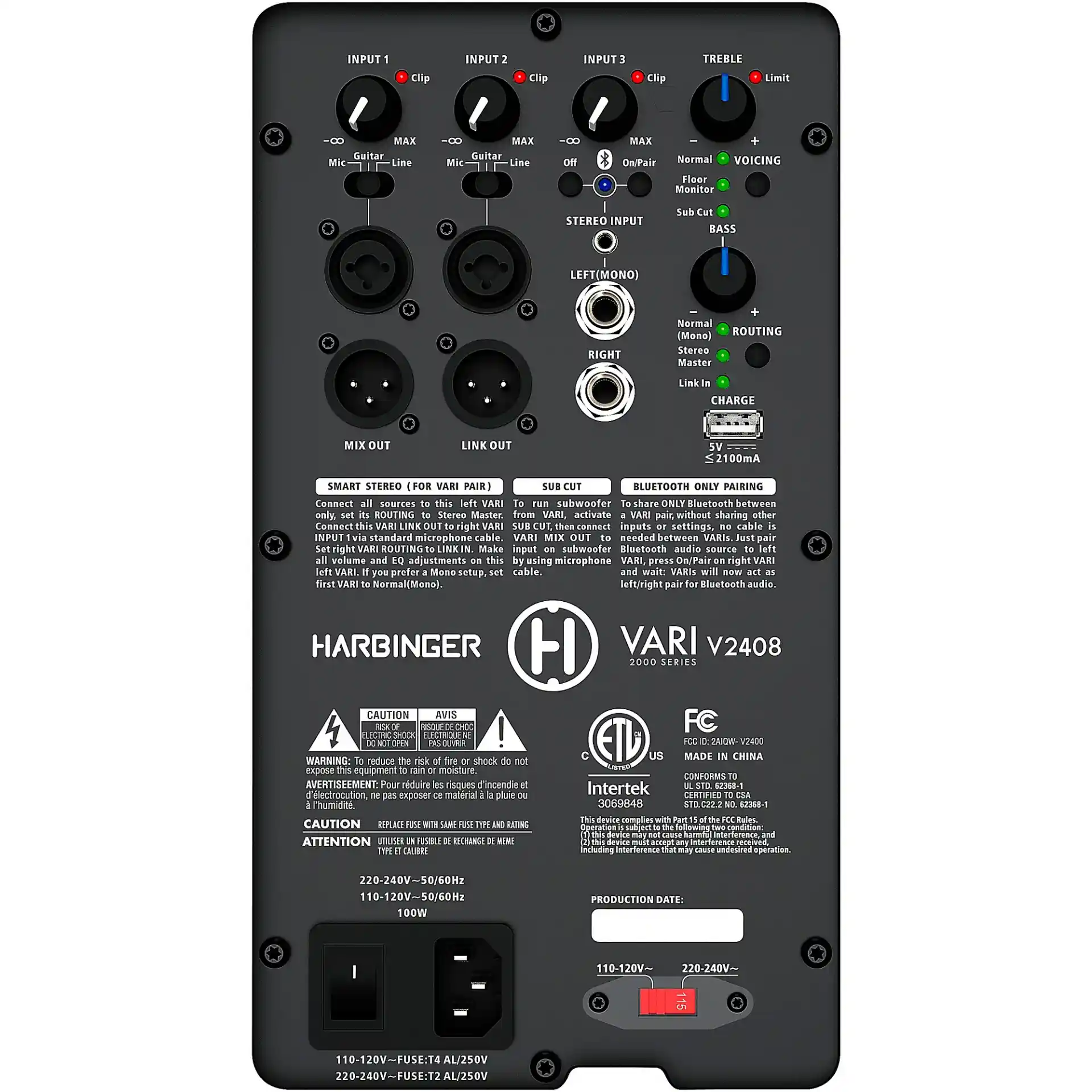 Pair 8" Powered Speakers w/ VS12 Subwoofer, Stands