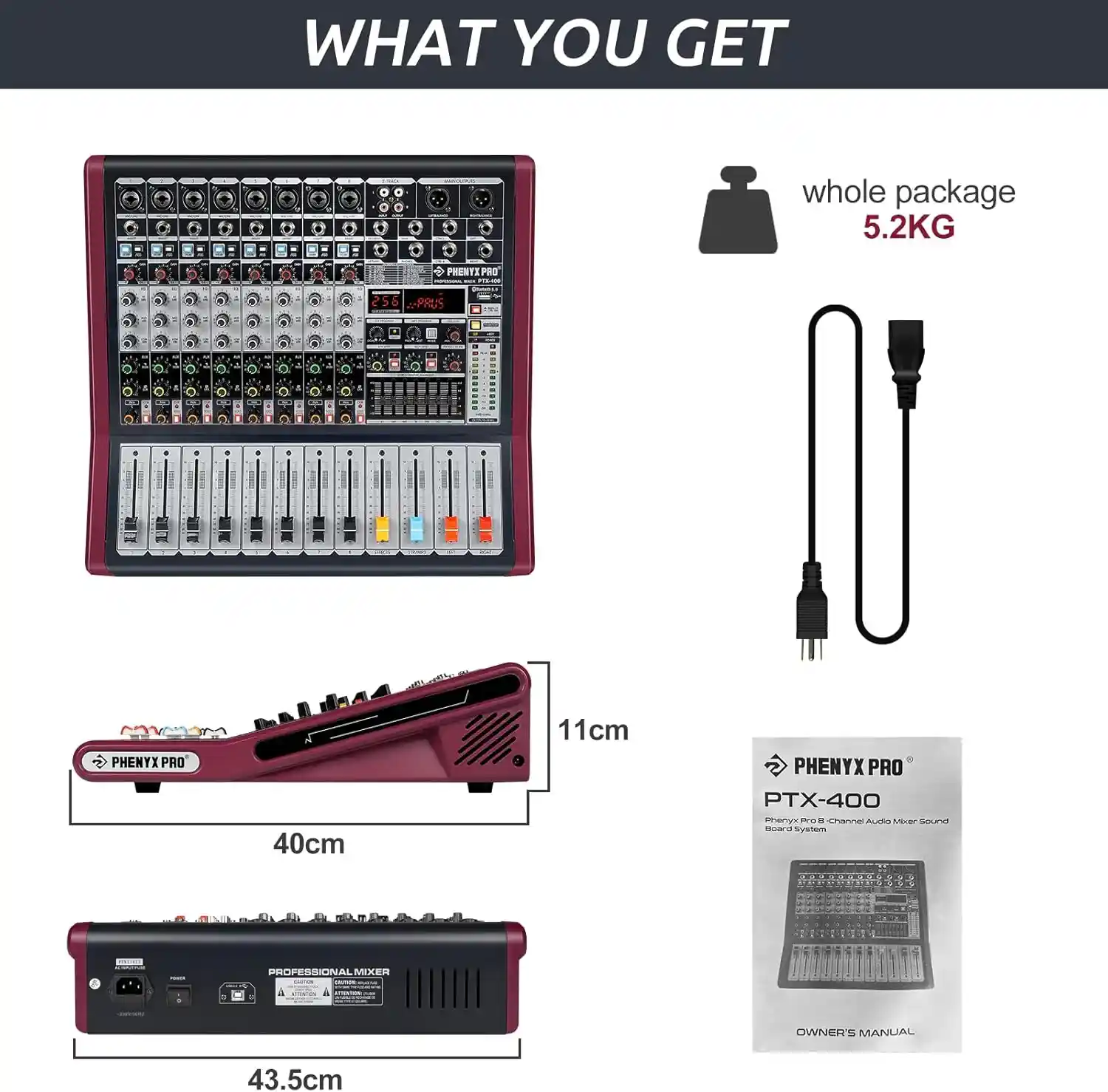 Audio Mixer 8 Channel Sound Board PTX-400
