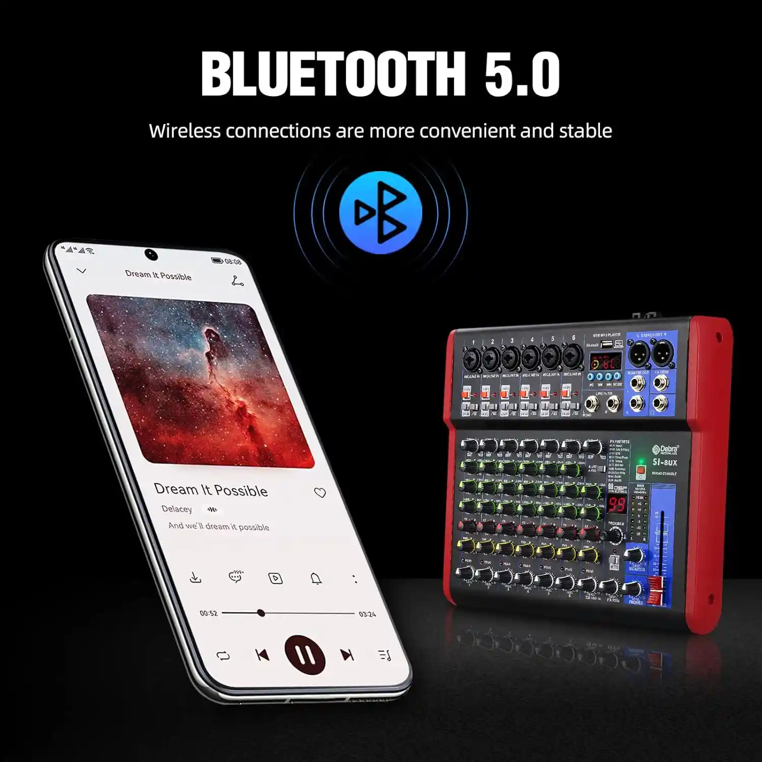 Audio mixer 8 channel with USB & DSP SI-8UX