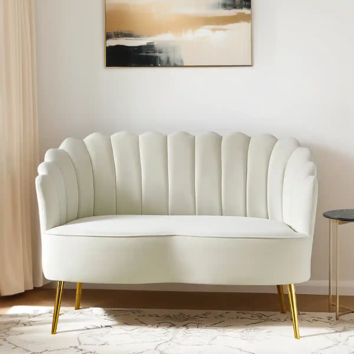 Scalloped Velvet Loveseat