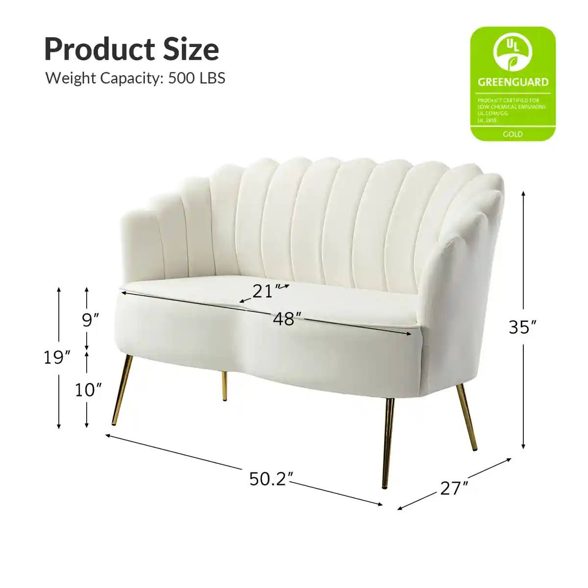 Scalloped Velvet Loveseat