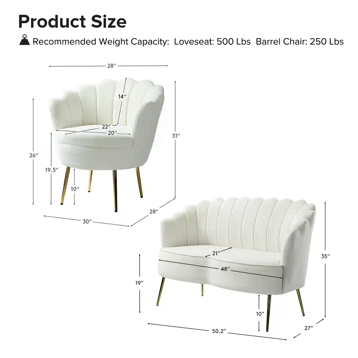 3-Piece Scalloped Velvet Furniture Set