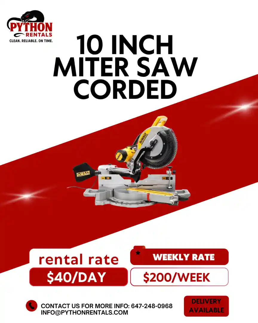 10” Corded Miter Saw – FOR RENT$40/day$200/week$30