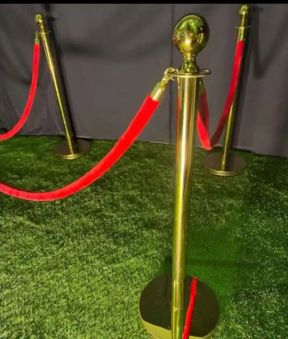 Event stanchions with classic red ropes