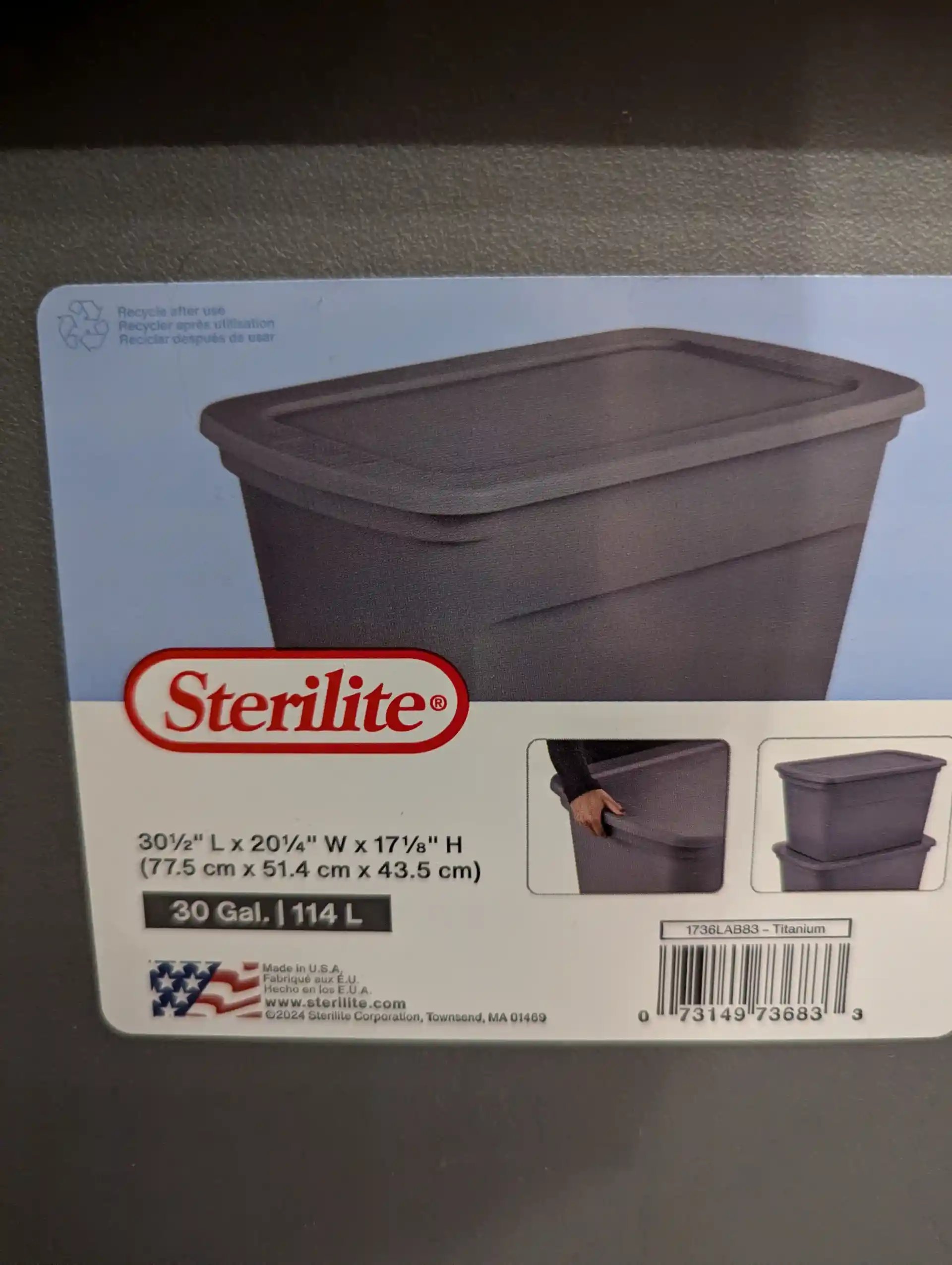 5 Assorted Sterilite Storage Bins