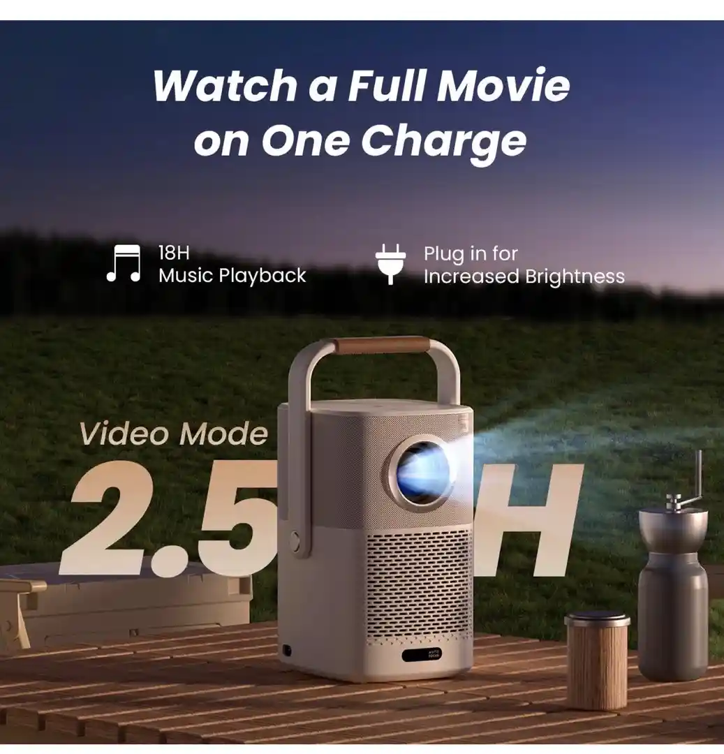 JBL portable projector and 14’ blowup screen